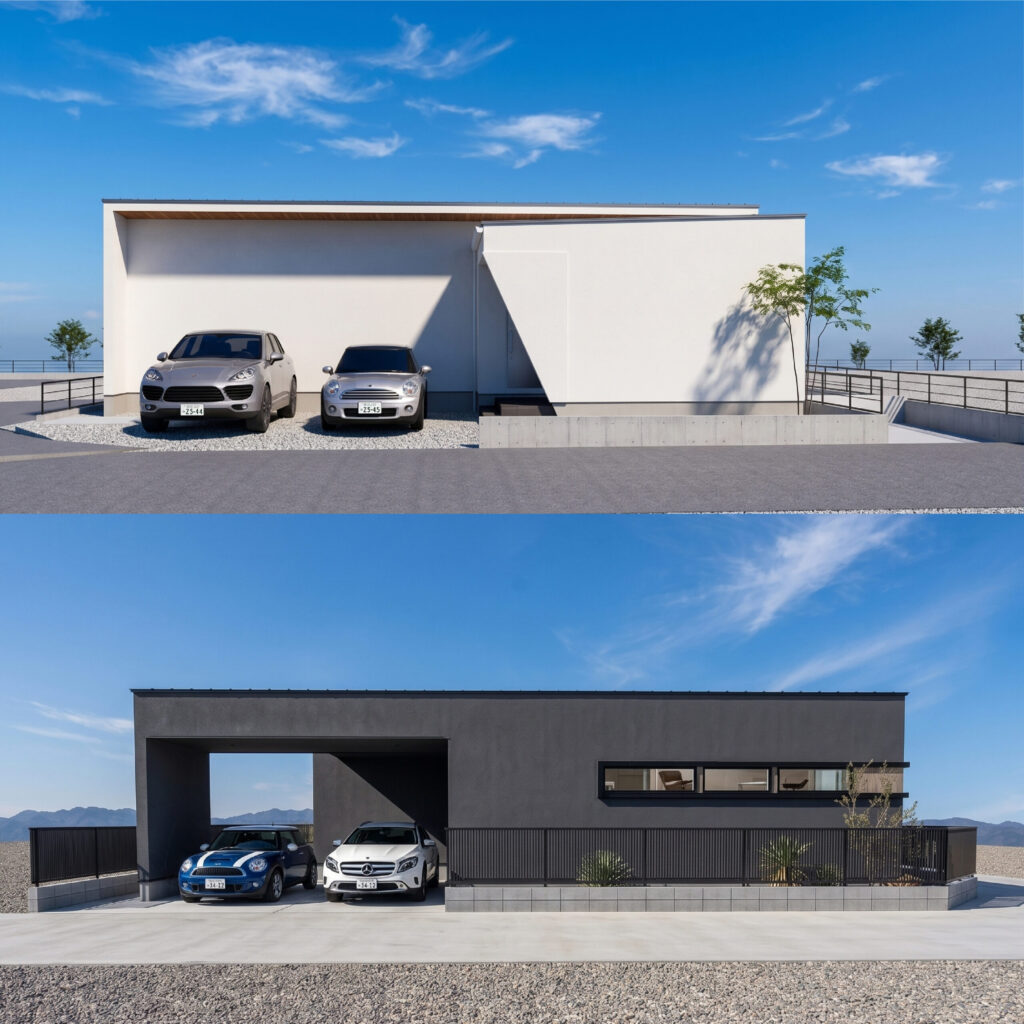 【佐賀初】「魅せる白」か、「極める黒」か。真逆の個性を一度に体感する平屋2棟同時ツアー