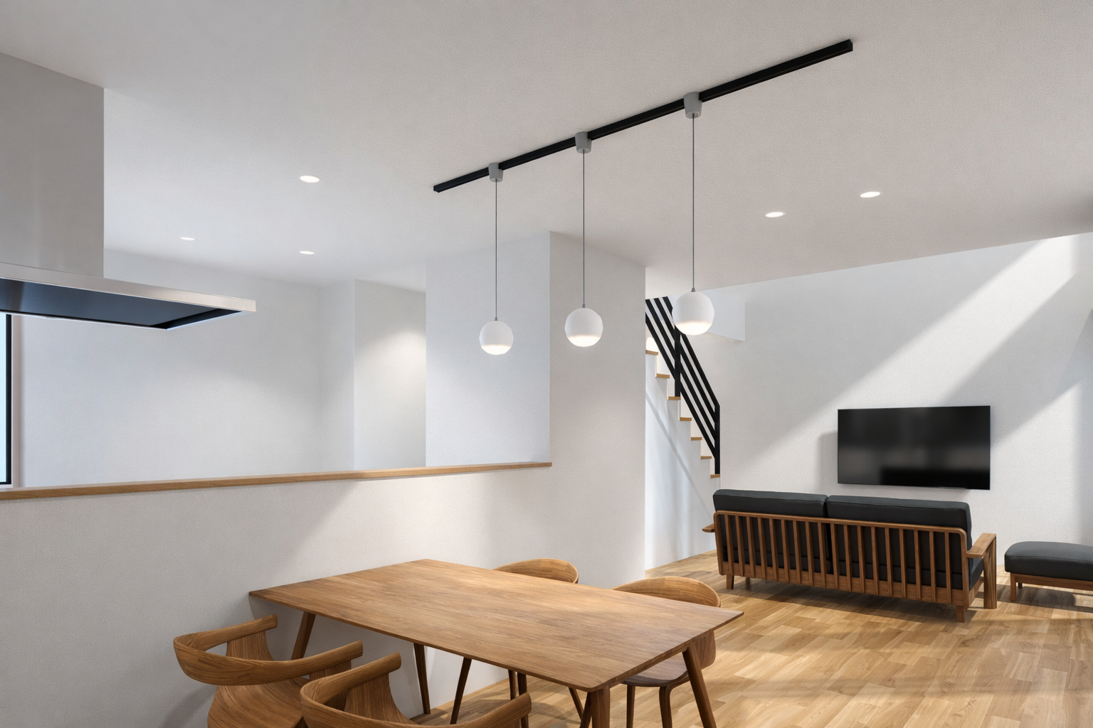 将来を見据えた安心の動線設計。黒のシックな家