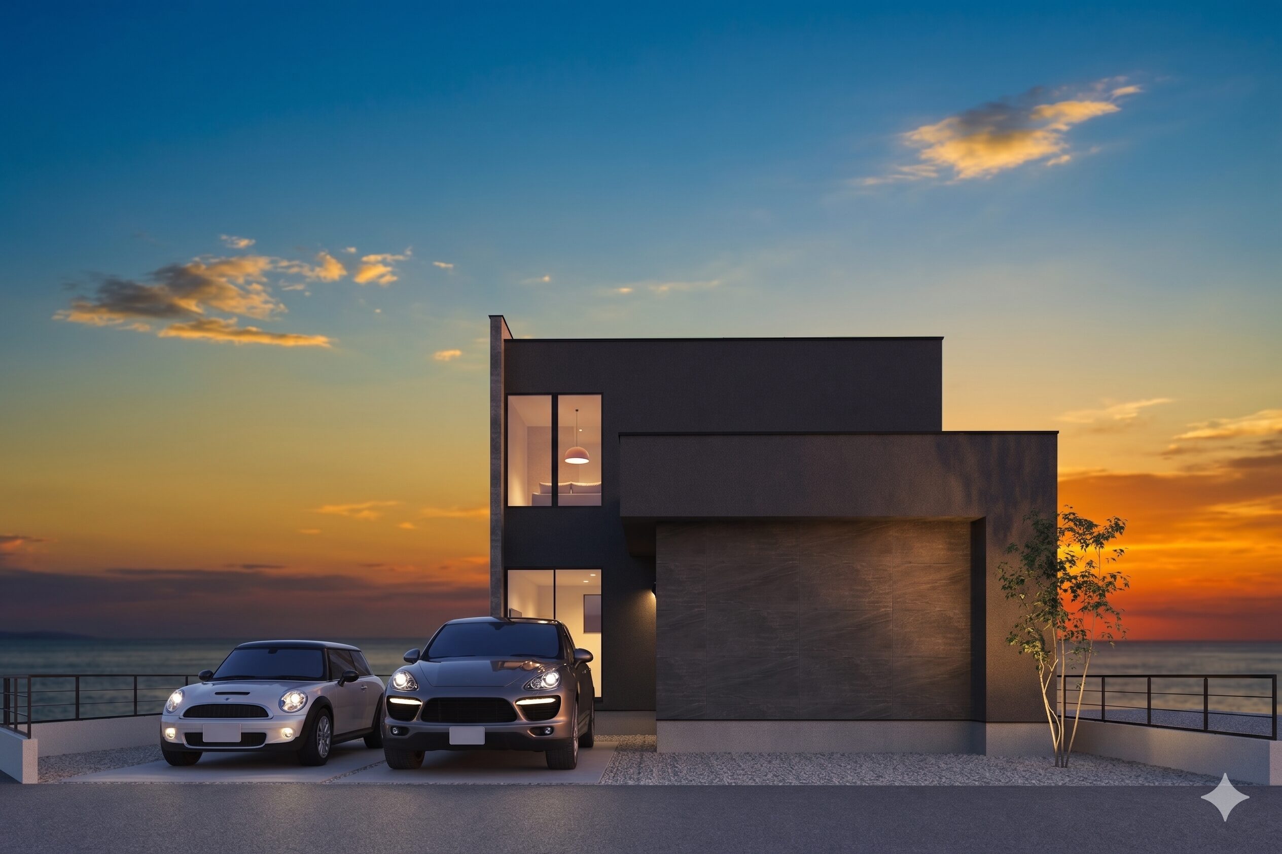 洗練されたグレーモダンの家