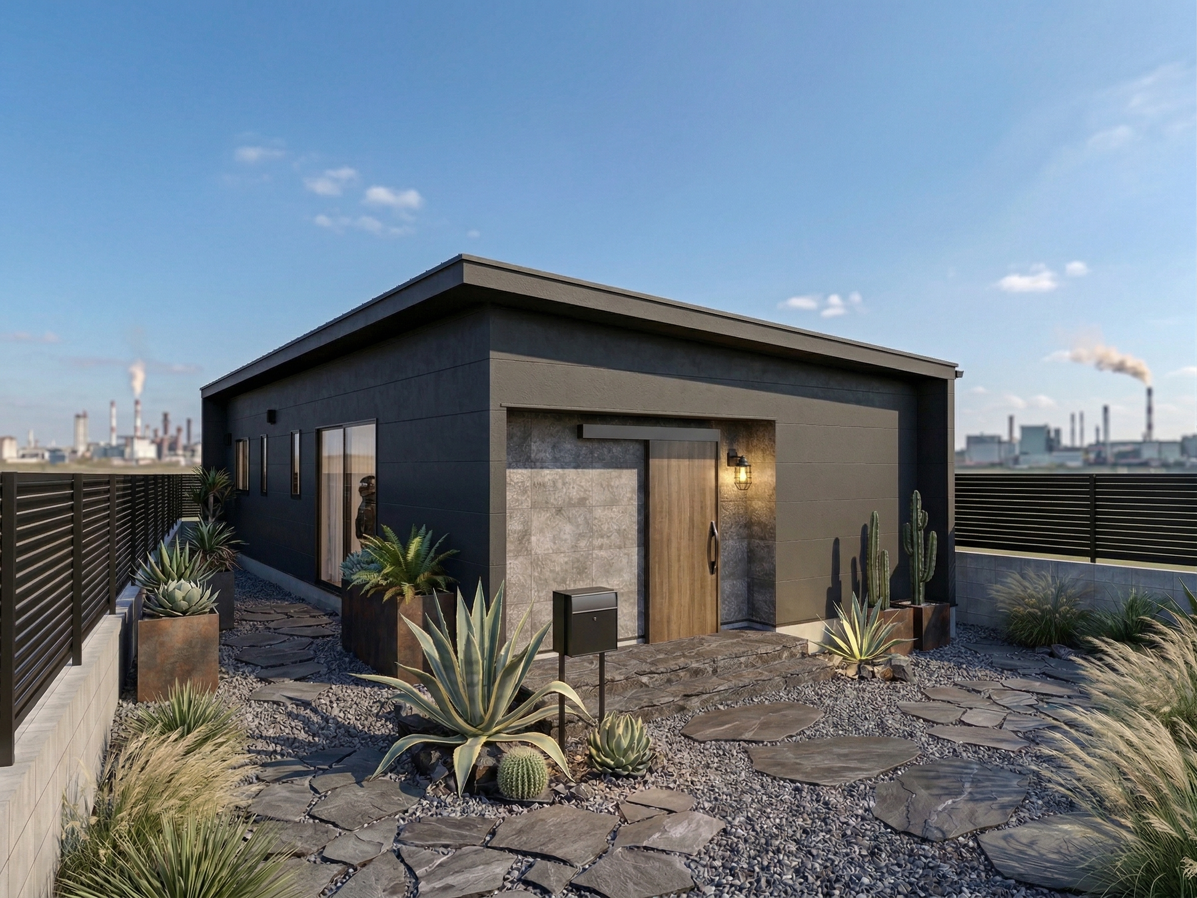 沖縄の空に溶け込む黒の邸宅モノトーンでこだわる贅沢な平屋