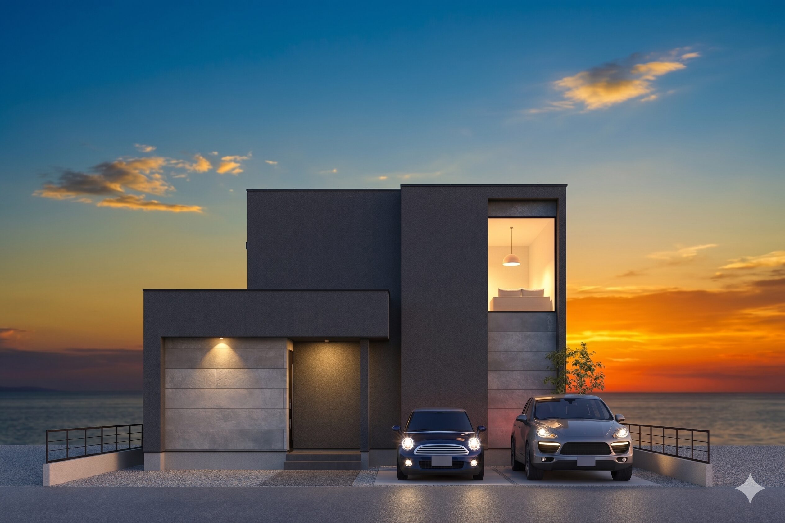 洗練されたグレーモダンの家