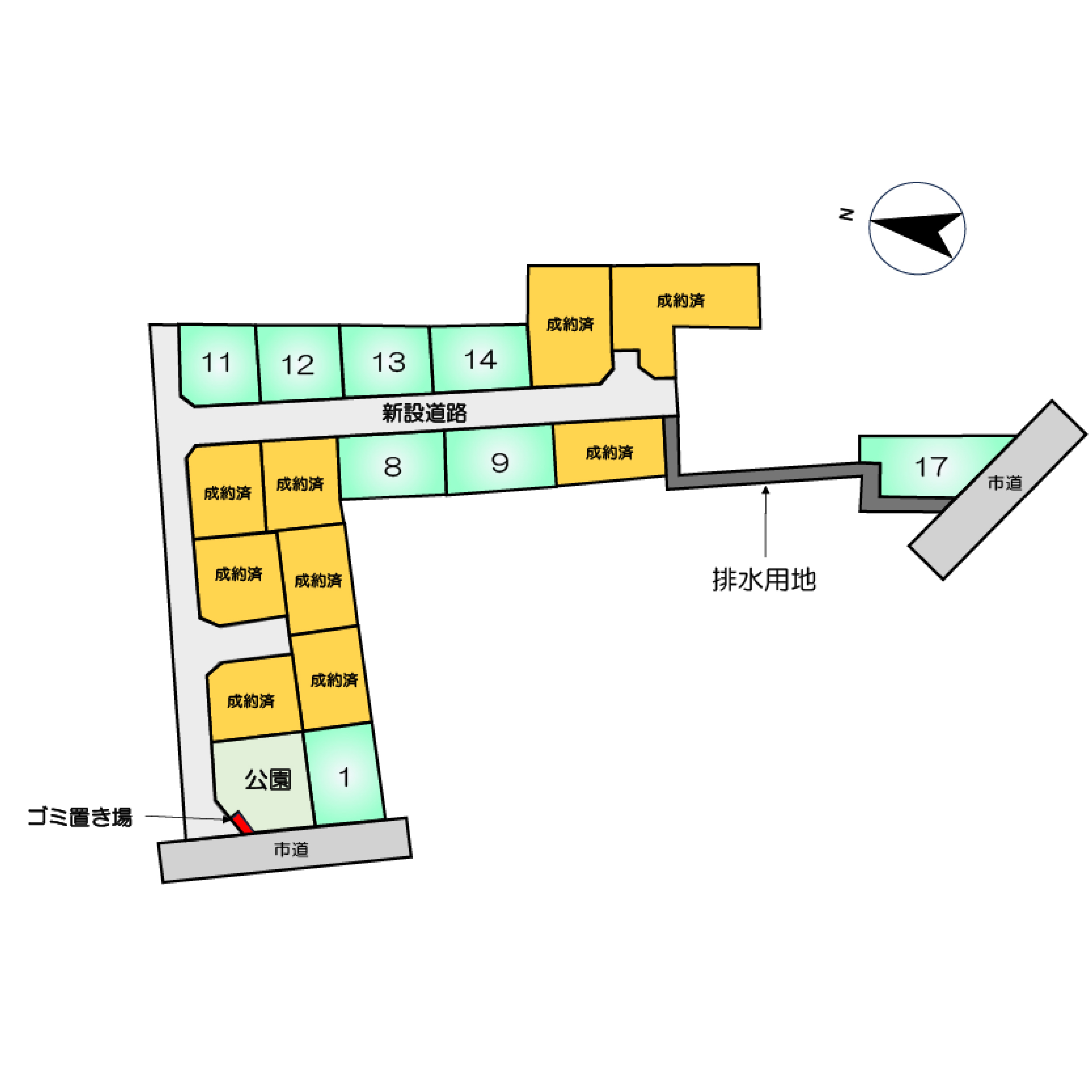 北区梶尾町　全17区画　 建築条件付土地　14号地