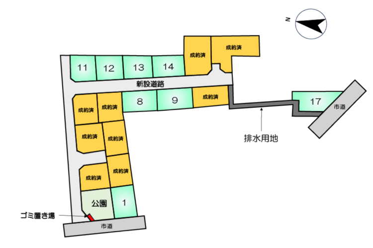 北区梶尾町　全17区画　 建築条件付土地　14号地